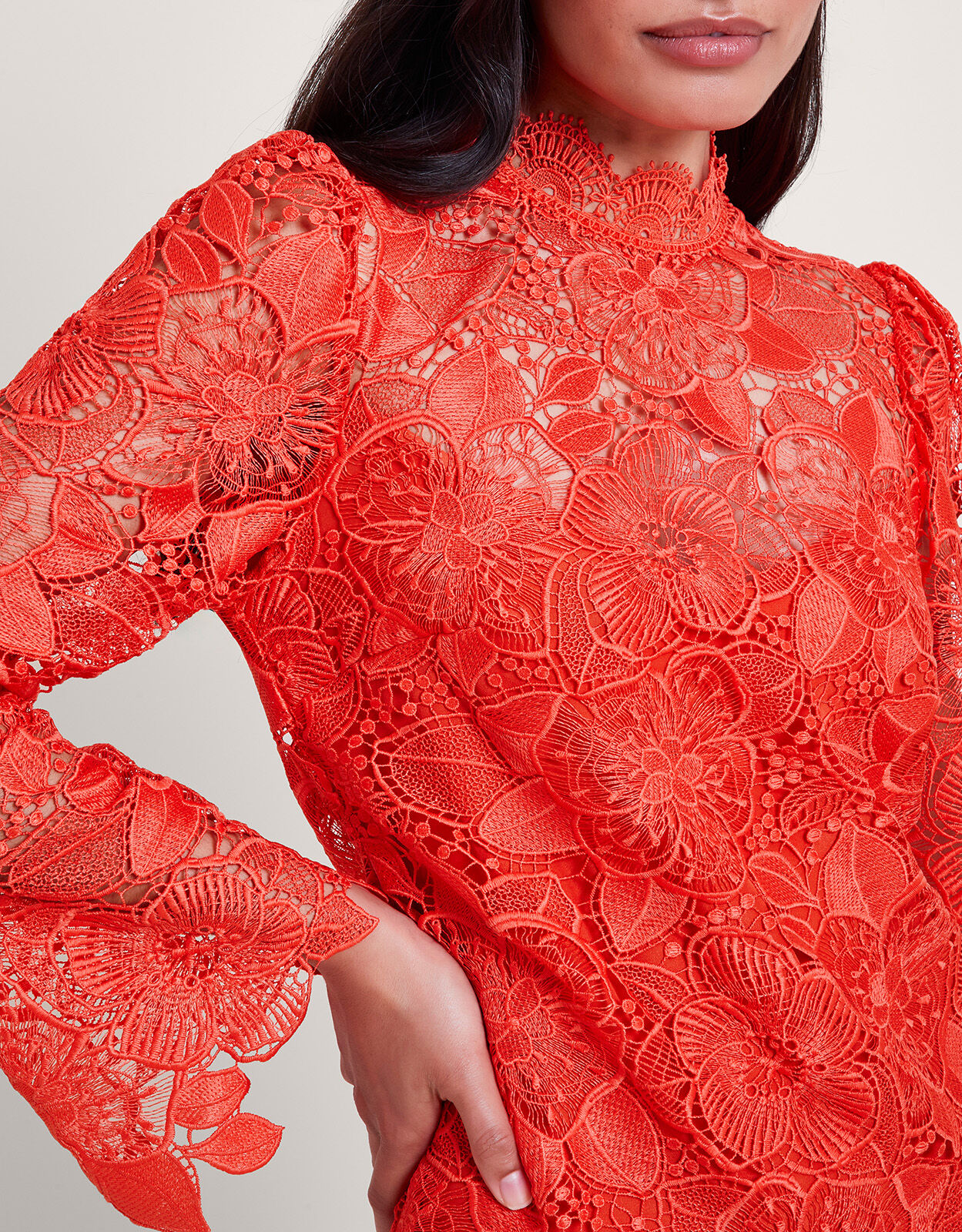 Monsoon orange lace dress on sale