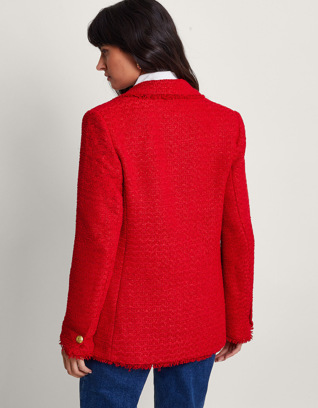 Red tweed blazer sales womens