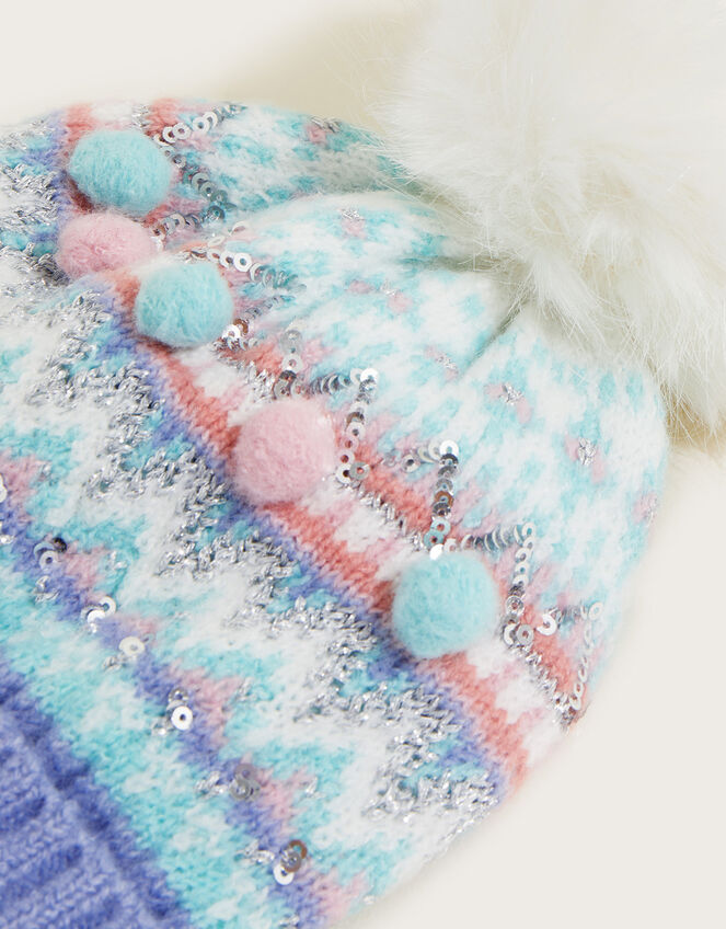 Fair Isle Pom-Pom Hat, Multi (MULTI), large