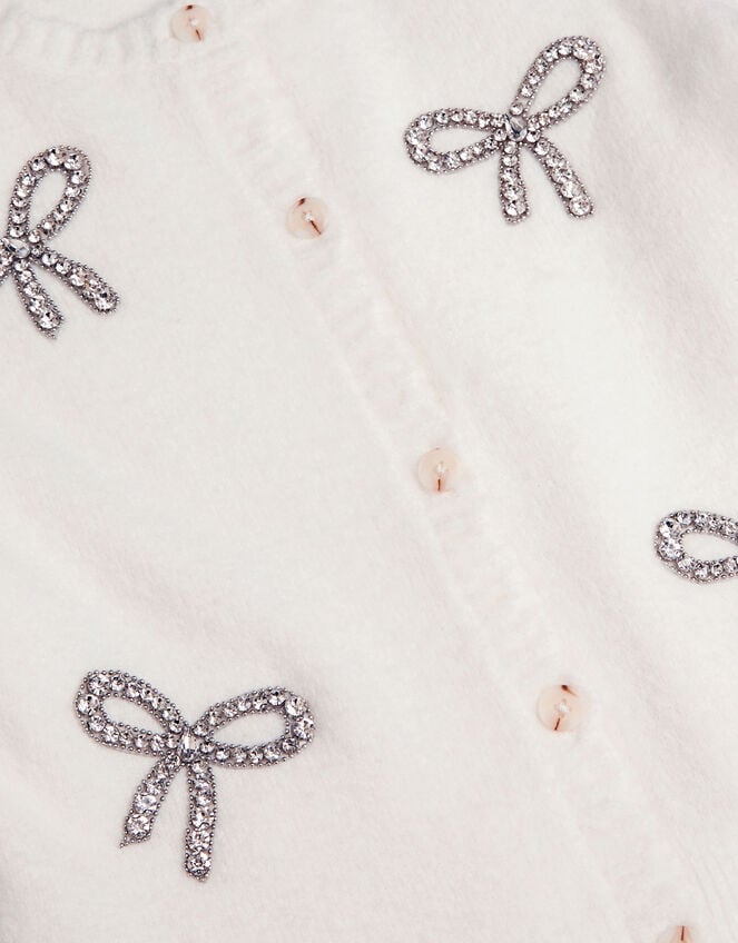 Bow Embellished Cardigan, Ivory (IVORY), large