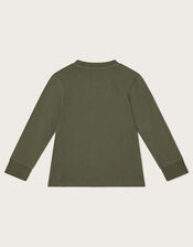 Crocodile Print Long Sleeve Top, Green (KHAKI), large