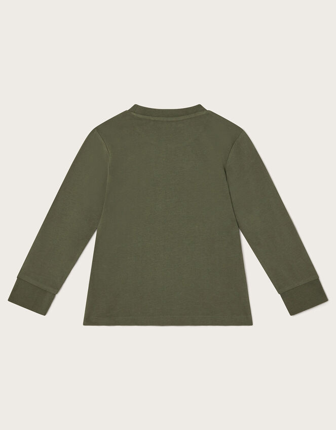 Crocodile Print Long Sleeve Top, Green (KHAKI), large