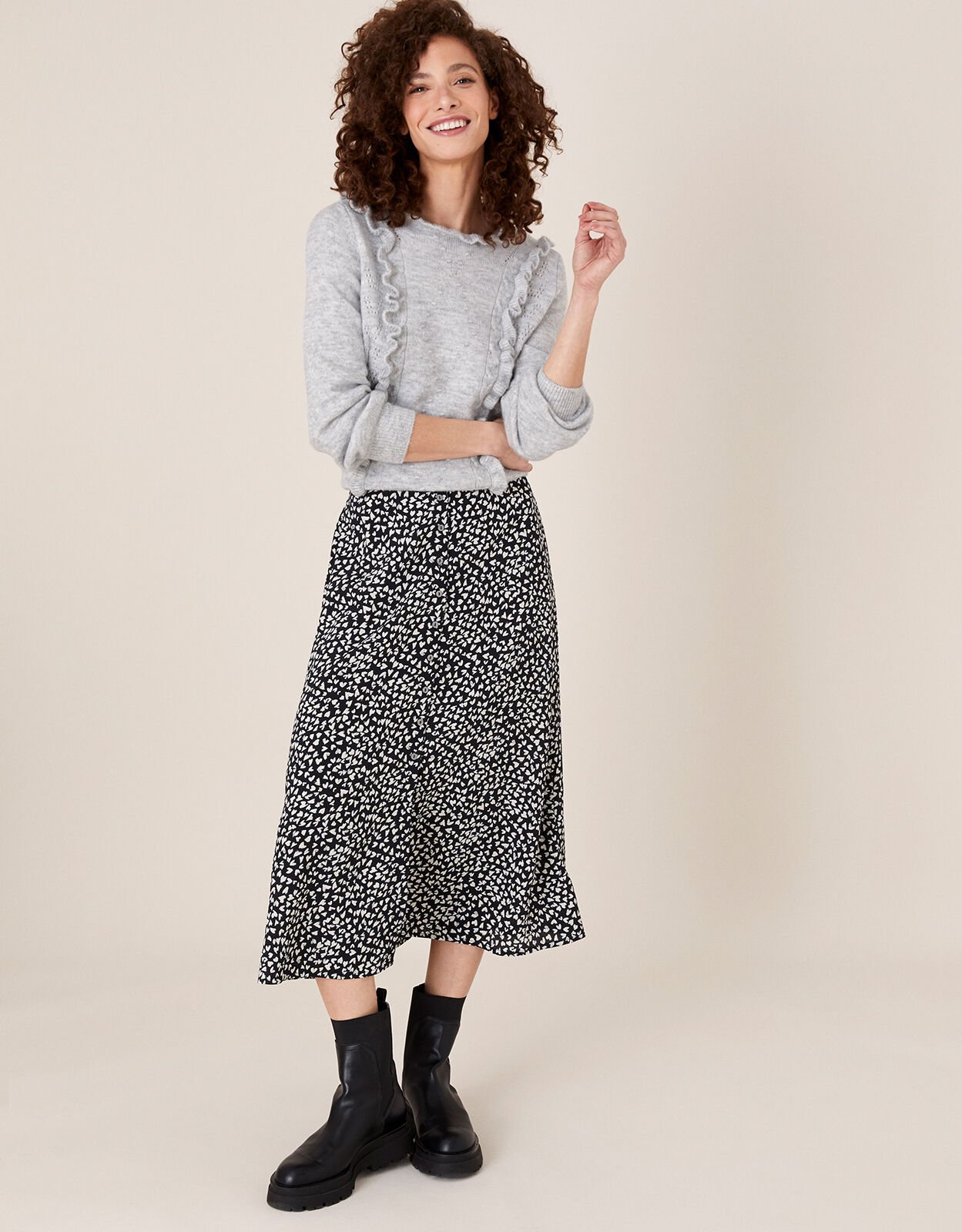 Black heart midi skirt top