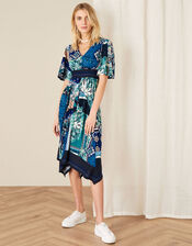 Hartley Mix Print Hanky Hem Dress, Blue (NAVY), large