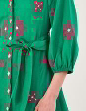 Embroidered Shirt Dress, Green (GREEN), large