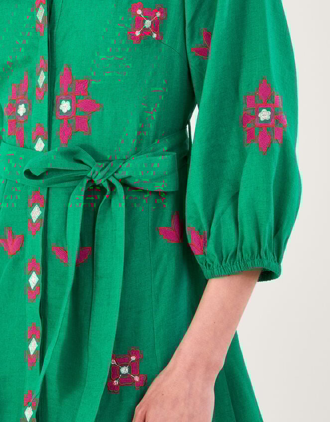 Embroidered Shirt Dress, Green (GREEN), large