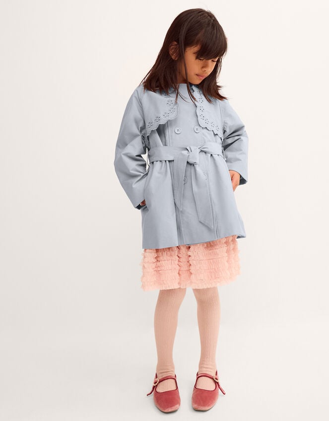 Broderie Shower Proof Trench Coat, Blue (BLUE), large