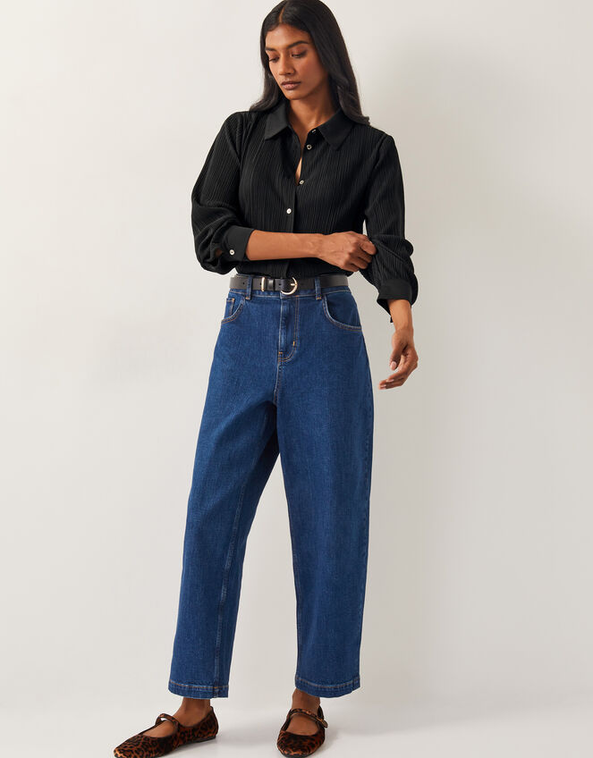 Paula Plisse Shirt, Black (BLACK), large