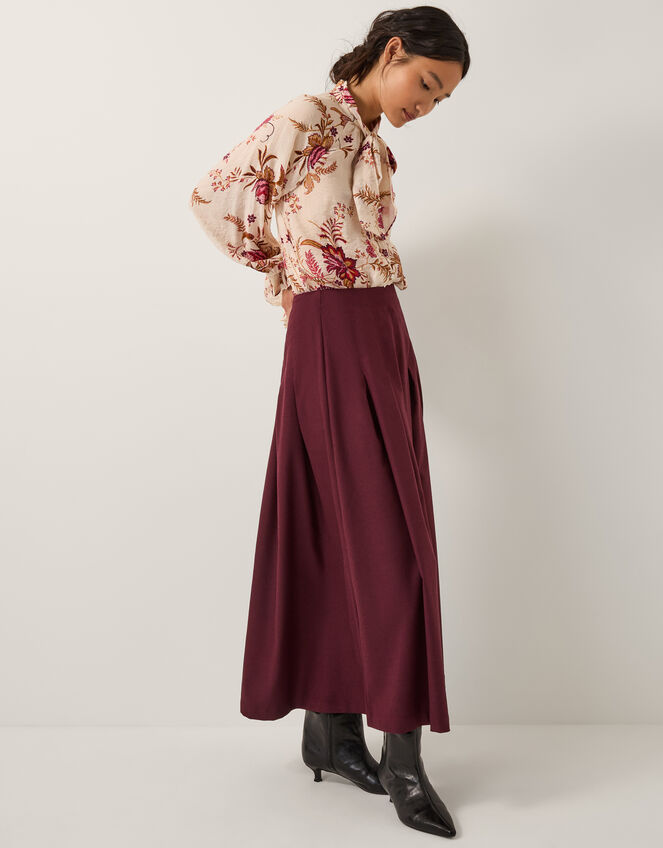 Dani Pleat Midi Skirt, Purple (AUBERGINE), large