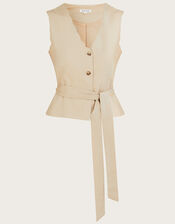 Lizzie Waistcoat in Linen Blend, Natural (STONE), large