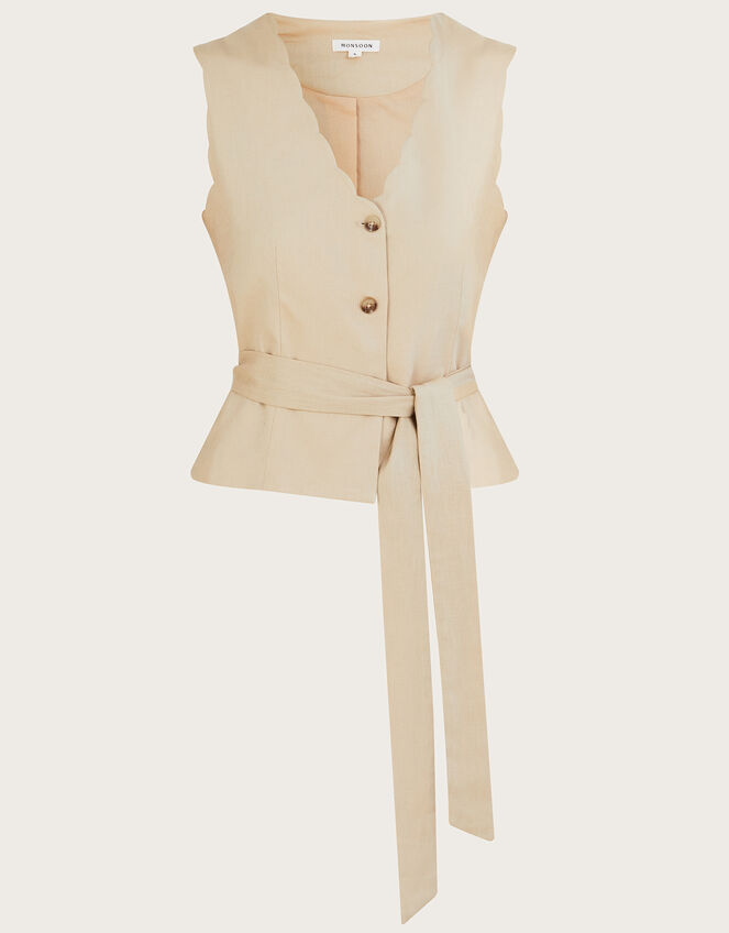Lizzie Waistcoat in Linen Blend, Natural (STONE), large