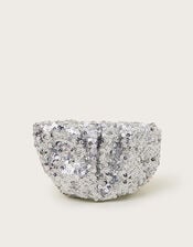 Sequin Embellished Ruched Bag, Silver (SILVER), large