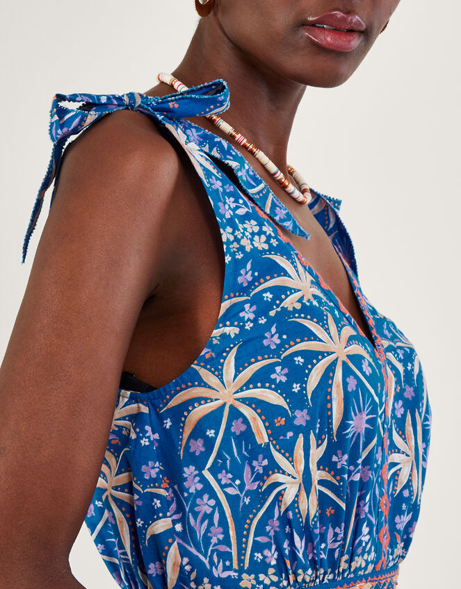 Josie Palm Embroidered Swing Dress - Blue main image 1