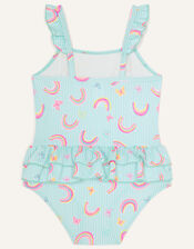 Butterfly and Rainbow Print Swimsuit, Green (MINT), large