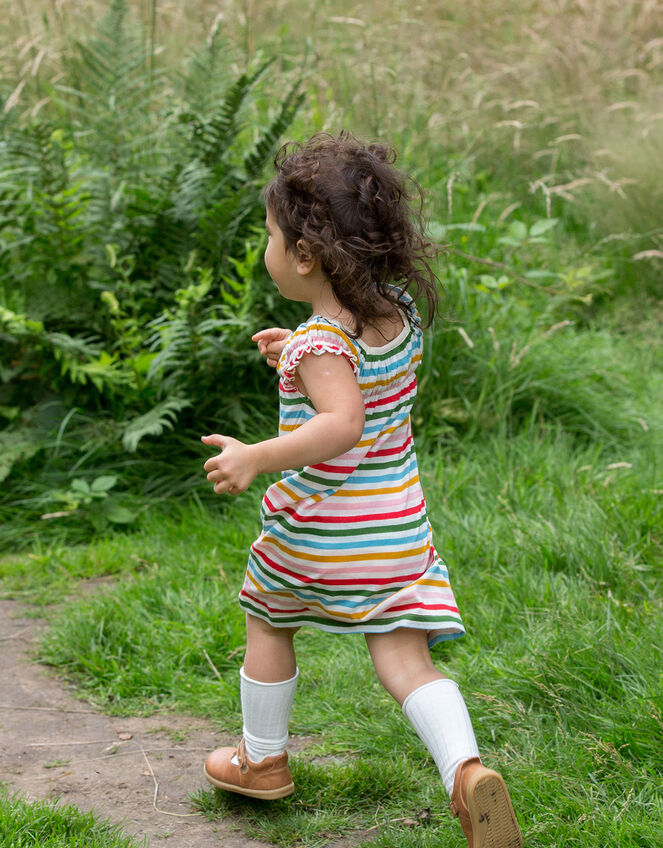 Little Green Radicals Rainbow Stripe Playdays Dress, Multi (MULTI), large