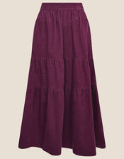 Tia Tiered Cord Skirt, Purple (PLUM), large