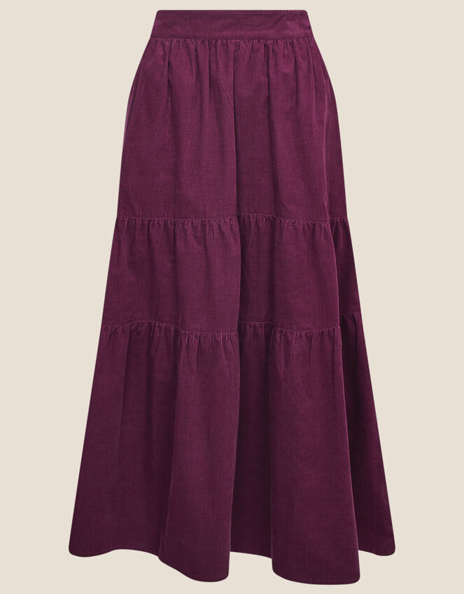 Tia Tiered Cord Skirt, Purple (PLUM), large
