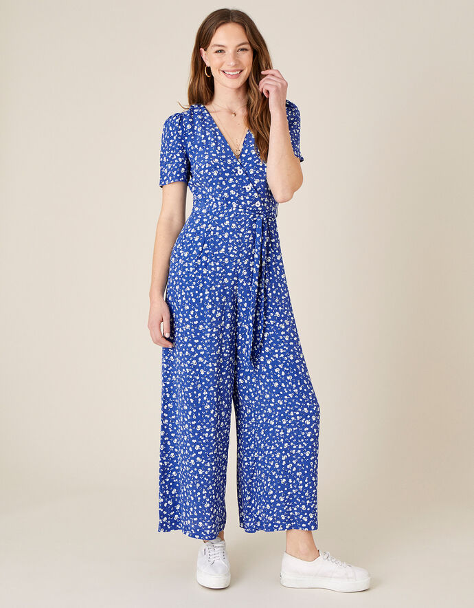 Ditsy Floral Wrap Jumpsuit Blue | Jumpsuits | Monsoon UK.