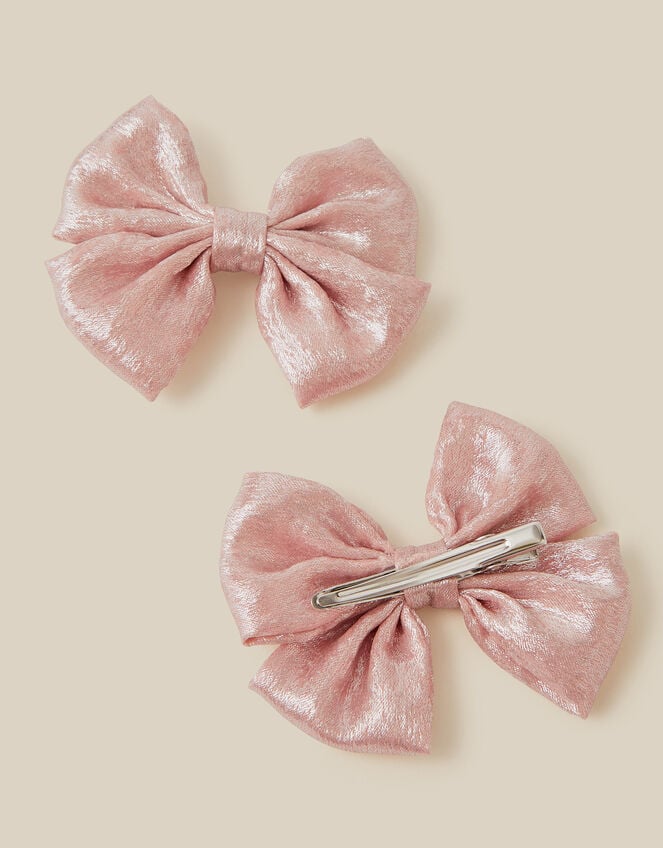 2-Pack Shimmer Bow Hair Clips, , large