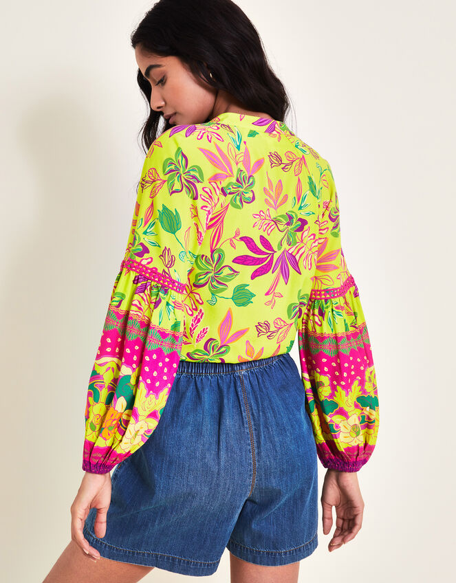 Vita Floral Top, Green (LIME), large