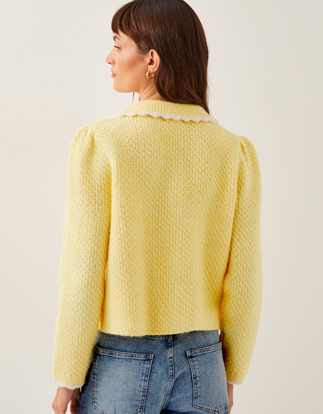 Nina Scalloped Collar Cardigan, Yellow (YELLOW), large