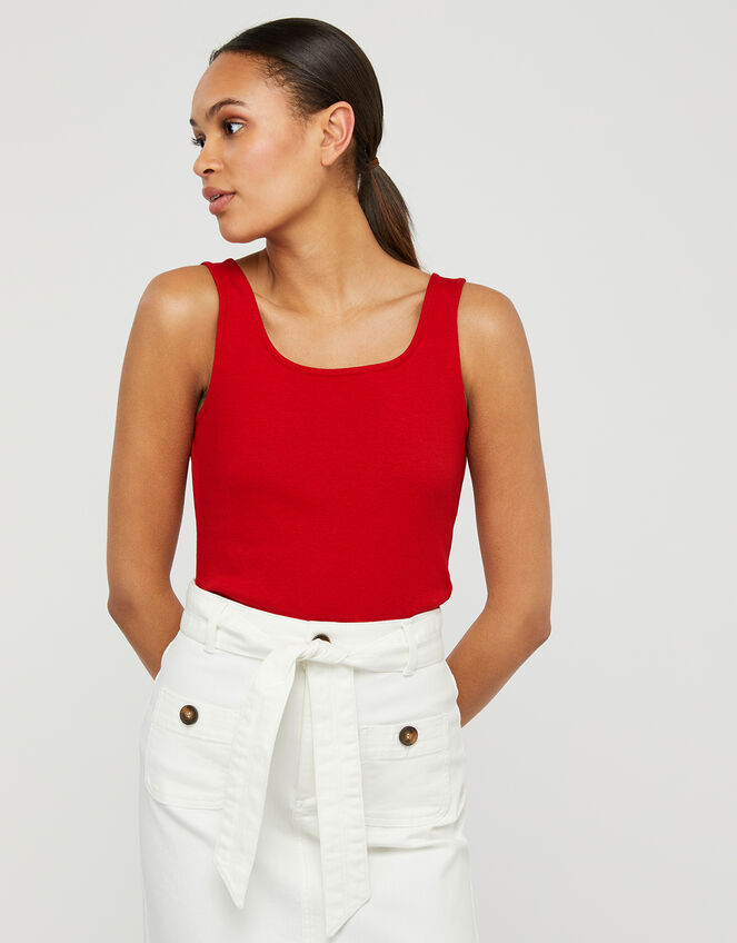 Bridey Square Neck Jersey Vest, Red (RED), large