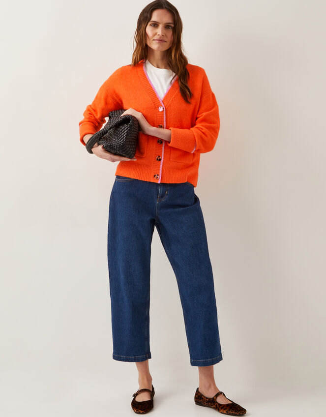 Oona Oversized V-Neck Cardigan, Orange (ORANGE), large