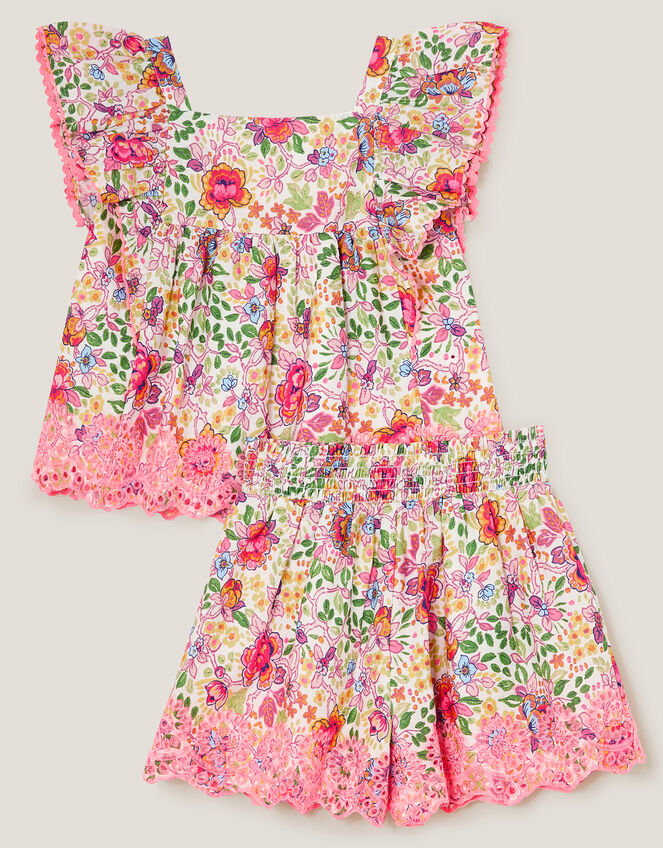Floral Broderie Top and Shorts Set, Multi (MULTI), large