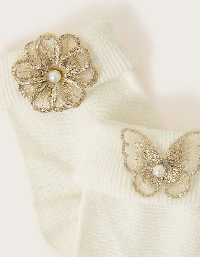 Butterfly and Flower Socks Set of Two, Multi (MULTI), large