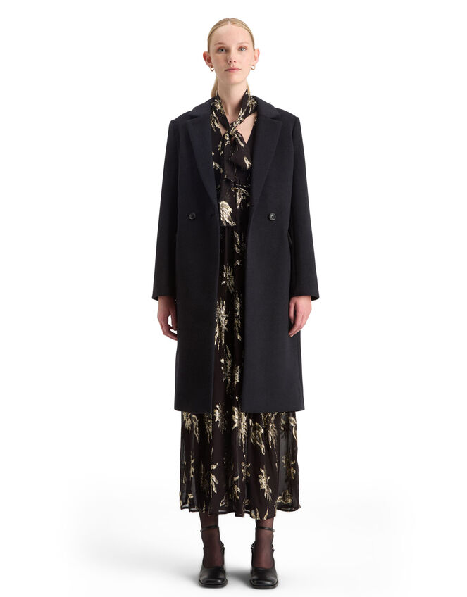Scotch and Soda Metallic Tie Neck Maxi Dress, Black (BLACK), large