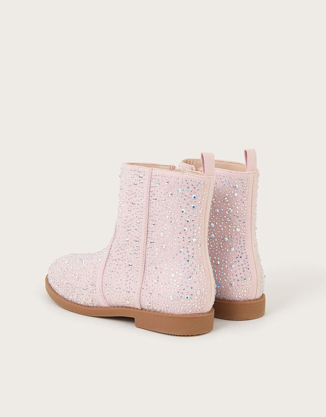 Sparkle Diamante Ankle Boots, Pink (PINK), large