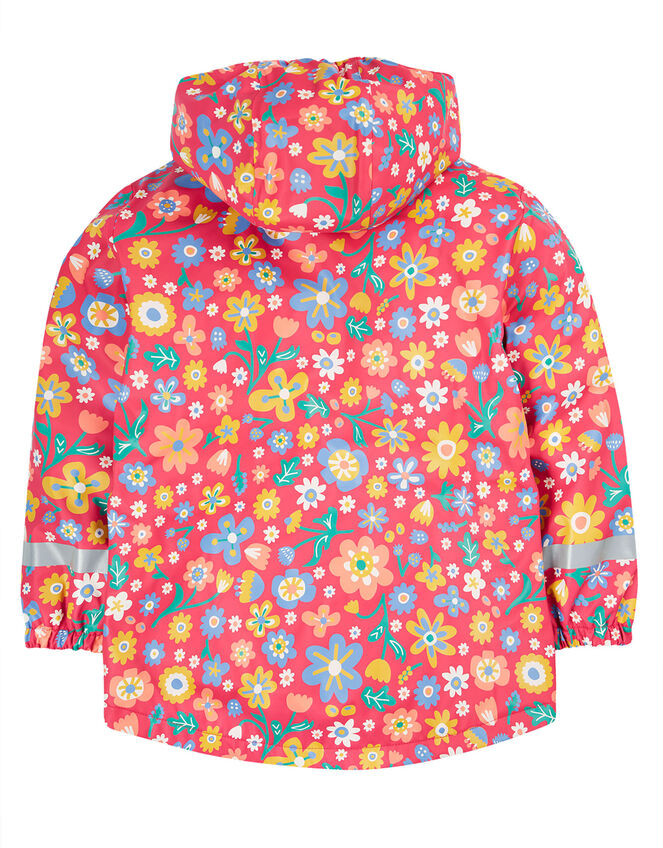 Frugi Floral Puddle Buster Waterproof Coat, Pink (PINK), large