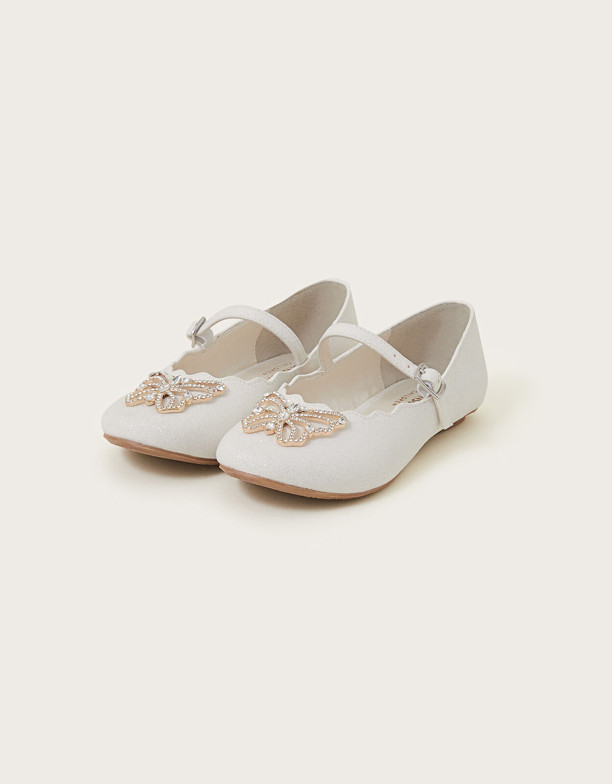 Natalia Diamante Butterfly Ballerina Flats Ivory