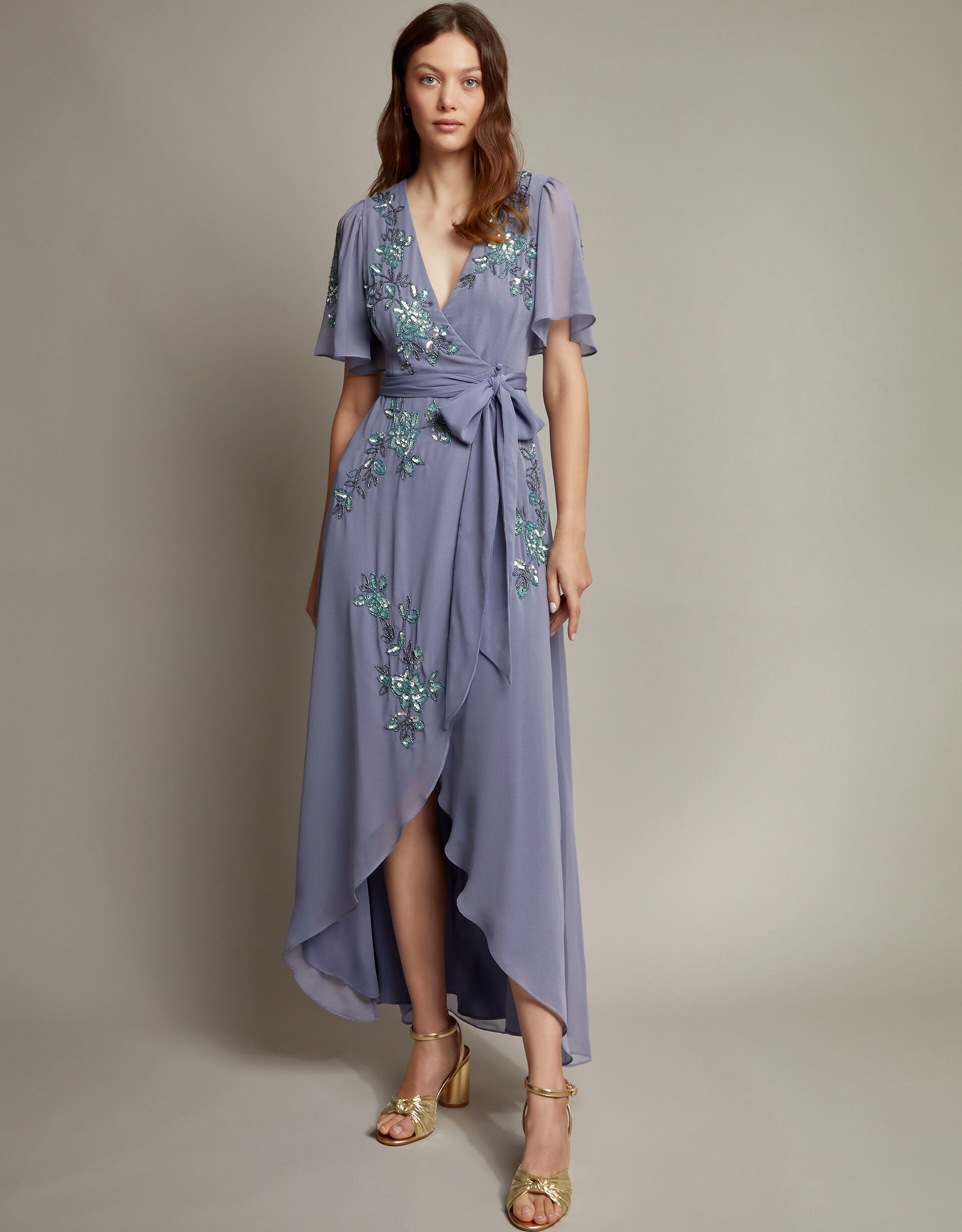 Sarah Floral Embellished Maxi Wrap Dress