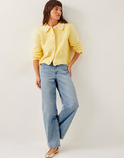 Nina Scalloped Collar Cardigan, Yellow (YELLOW), large