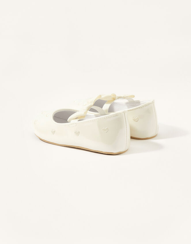 Heart Embroidered Patent Walker Shoes, Ivory (IVORY), large