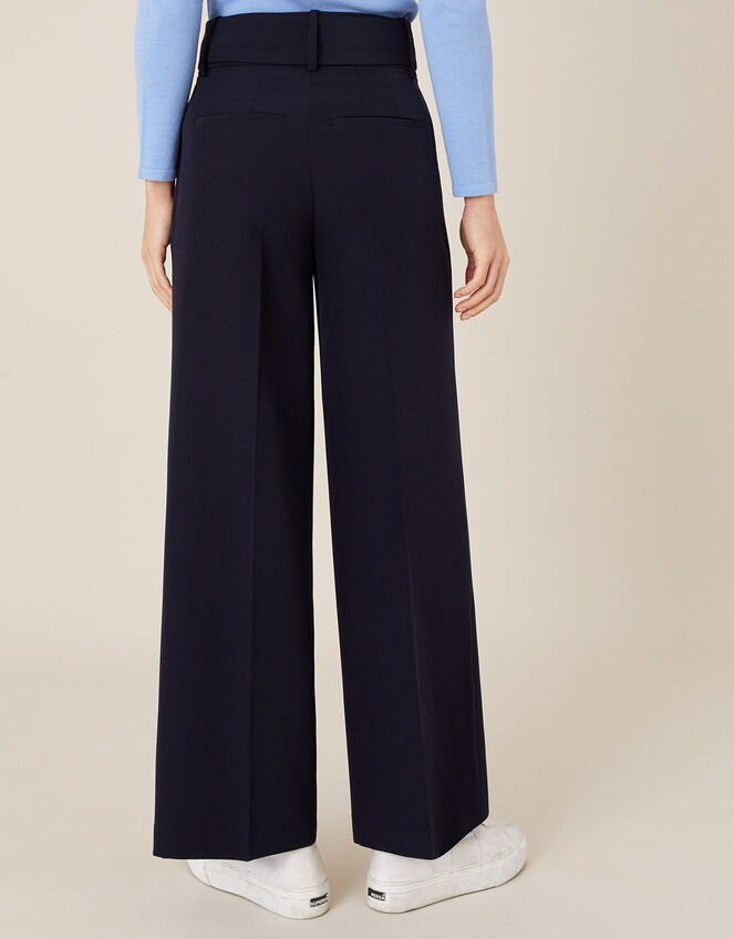 Circle Belt Wide Leg Trousers, Blue (NAVY), large