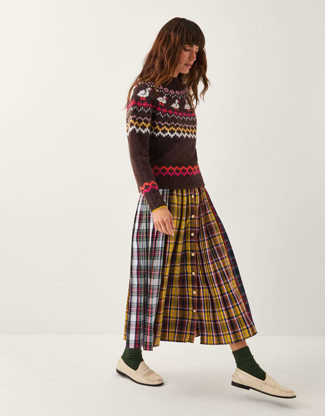 Monsoon x Sarah Corbett-Winder Duck Fair Isle Jumper, Brown (CHOCOLATE), large