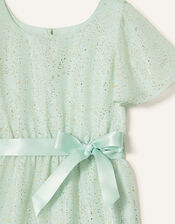 Foil Print Tiered Dress, Green (MINT), large