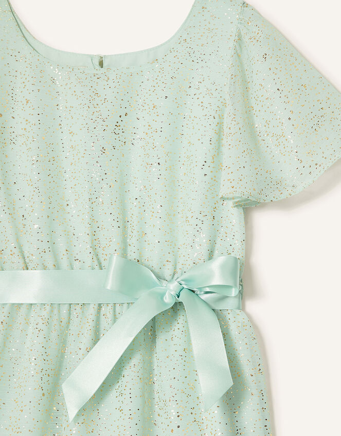 Foil Print Tiered Dress, Green (MINT), large