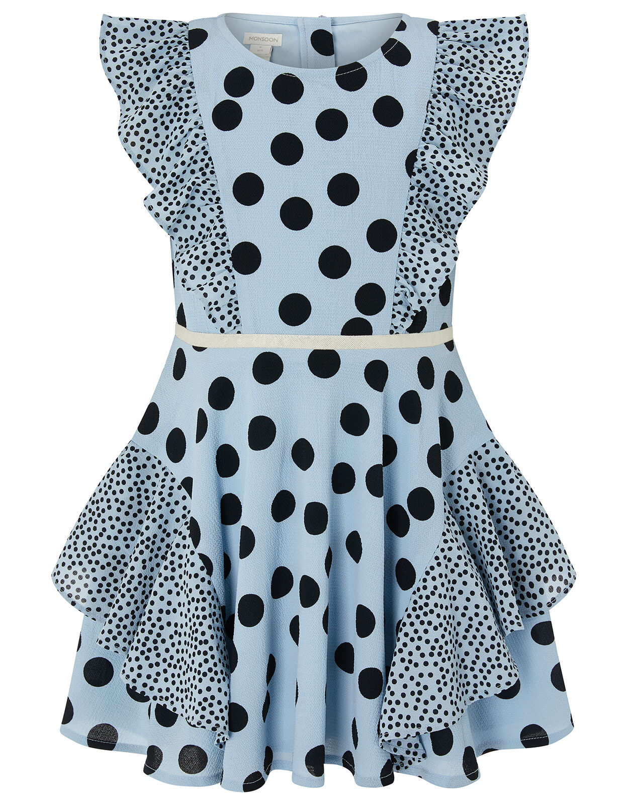 monsoon blue polka dot dress
