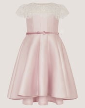 Angelina Lace Satin Party Dress, Pink (DUSKY PINK), large