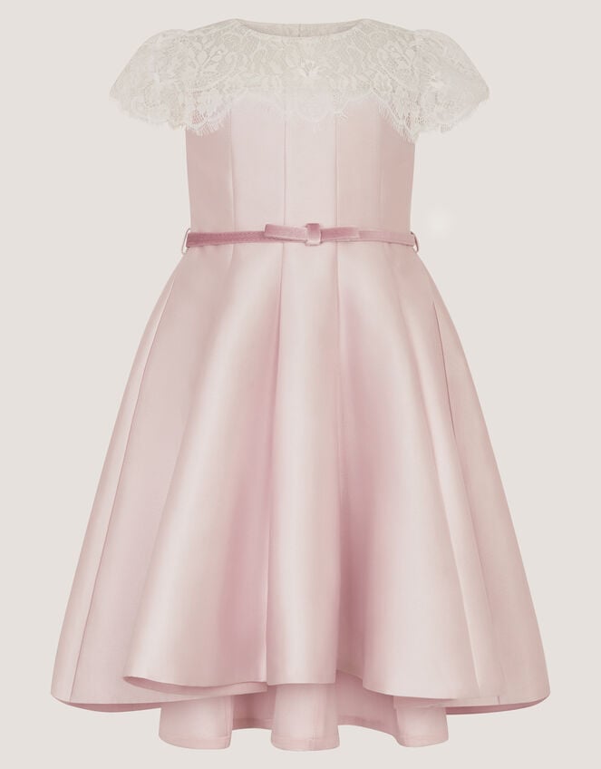 Angelina Lace Satin Party Dress, Pink (DUSKY PINK), large