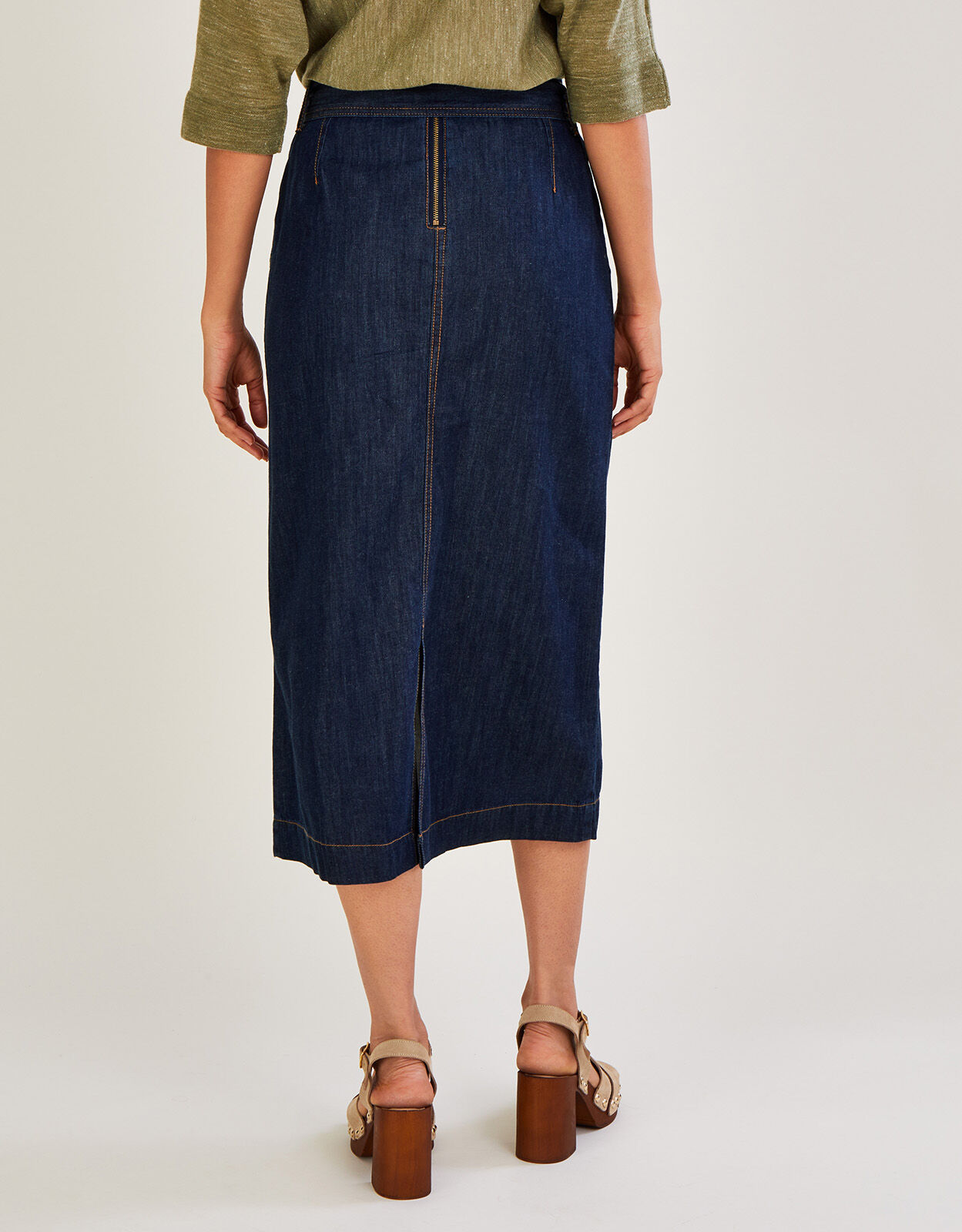Button front skirt blue sales