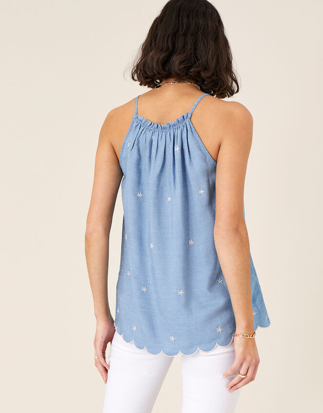 Scallop Cami in LENZING™ TENCEL™, Blue (BLUE), large
