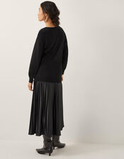 Fia Jumper Pleated Midi Dress, Black (BLACK), large