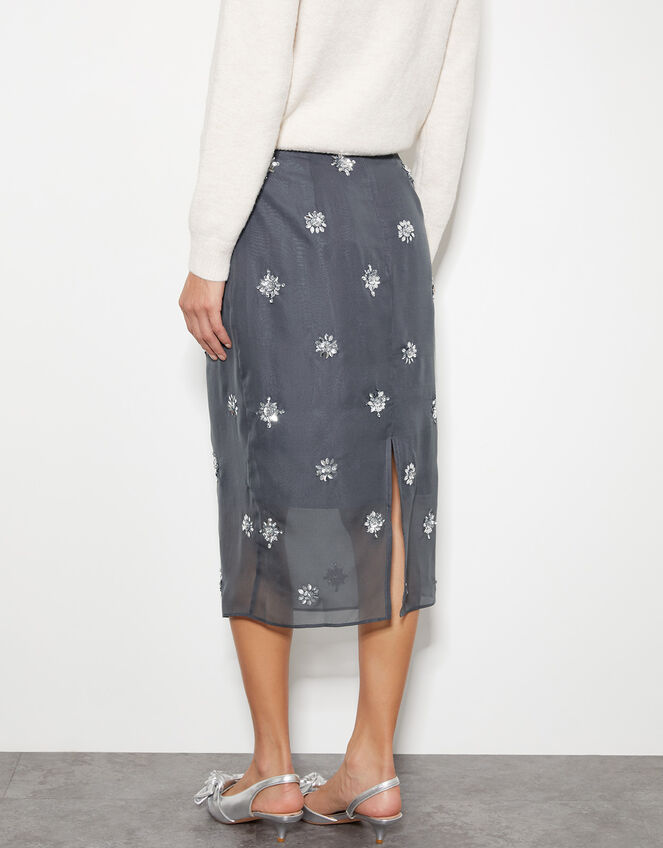 Hana Embellished Organza Midi Skirt, MID BLUE, large