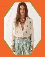 Maison Hotel Dylan Paisley Embroidered Shirt, Ivory (IVORY), large