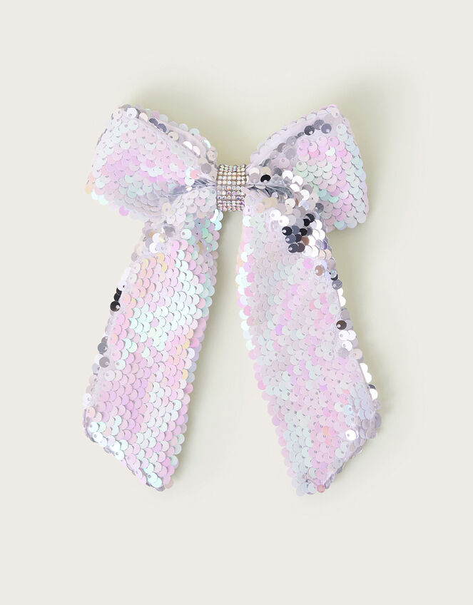 Reversible Sequin Bow Hair Clip, , large