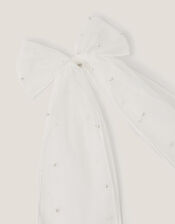 Pearl Bow Communion Hair Clip, , large